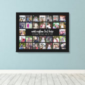 30 Foto Collage Grid - 2 tekstvakken - zwart wit Canvas Afdruk (Insitu (Houten vloer))