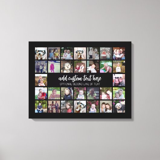 30 Foto Collage Grid - 2 tekstvakken - zwart wit Canvas Afdruk (Voorkant)