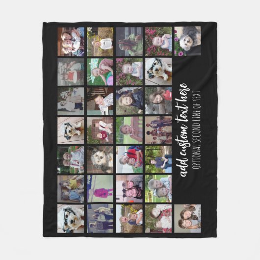 30 Foto Collage Grid - 2 tekstvakken - zwart wit Fleece Deken (Voorkant)