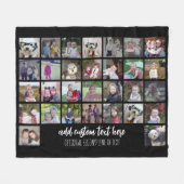 30 Foto Collage Grid - 2 tekstvakken - zwart wit Fleece Deken (Voorkant (Horizontaal))