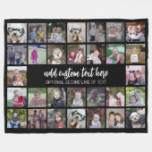 30 Foto Collage Grid - 2 tekstvakken - zwart wit Fleece Deken (Voorkant (Horizontaal))