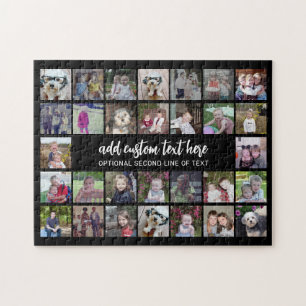 30 Foto Collage Grid - 2 tekstvakken - zwart wit Legpuzzel