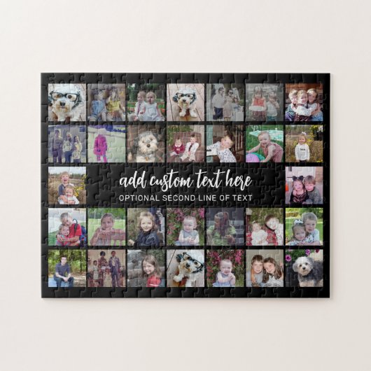 30 Foto Collage Grid - 2 tekstvakken - zwart wit Legpuzzel (Horizontaal)