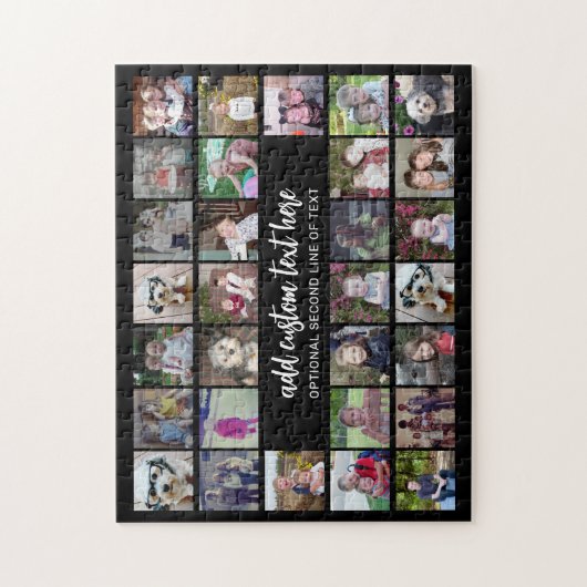 30 Foto Collage Grid - 2 tekstvakken - zwart wit Legpuzzel (Verticaal)