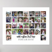 30 Foto Collage Grid - 2 tekstvakken - zwart wit Poster (Voorkant)