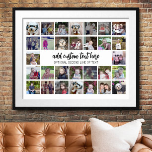 30 Foto Collage Grid - 2 tekstvakken - zwart wit Poster