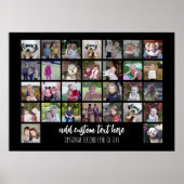 30 Foto Collage Grid - 2 tekstvakken - zwart wit Poster (Voorkant)