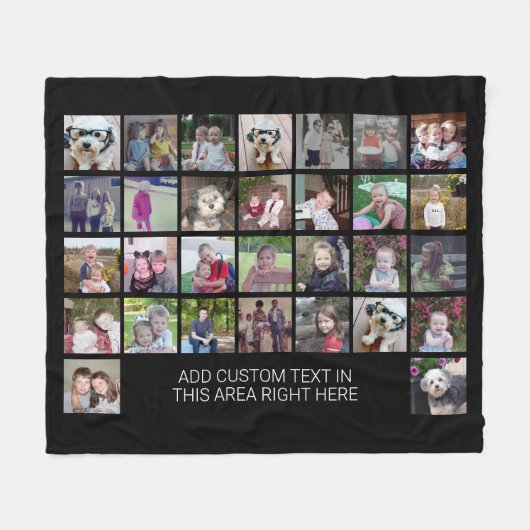 30 Foto Collage Grid - Tekstvak - zwart wit Fleece Deken (Voorkant (Horizontaal))