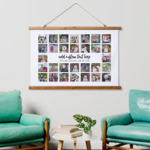 30 Foto Collage Montage en Tekst - Kan Wit bewerke Hangend Wandkleed