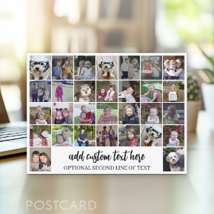 30 Foto Collage Raster - 2 Tekstvakken - zwart wit Briefkaart