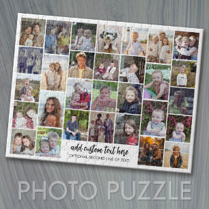 30 Foto Collage Raster - 2 Tekstvakken - zwart wit Legpuzzel