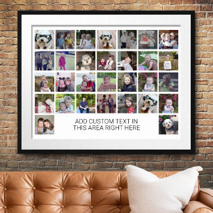 30 foto-collagerooster - Tekstvak - zwart wit Poster