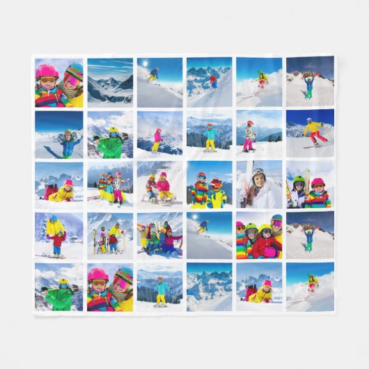30 Foto-rastercollage Wit Fleece Deken (Voorkant (Horizontaal))