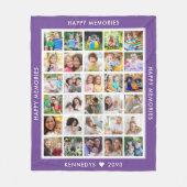 30 Fotocollage Familienaam Herinneringen Paarse Fleece Deken (Voorkant)