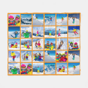 30 Fotogrid Collage Sinaasappel Fleece Deken
