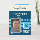 30 foto's voor zijn blauwe roomverjaardag kaart (Voorkant)