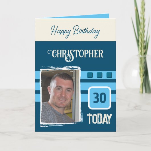 30 foto's voor zijn blauwe roomverjaardag kaart (Voorkant)