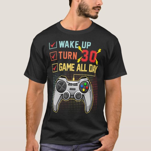 30 Gamer op jaarbasis 30 jaar oud niveau 30 geopen T-shirt (Voorkant)