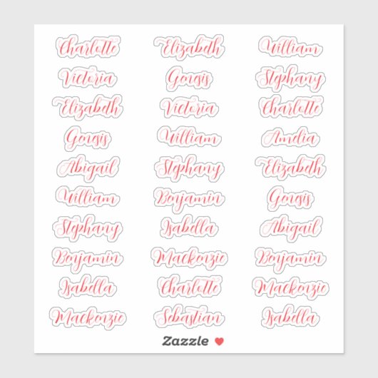 30 gast voornaam typografie elegante script sticker (Vel)