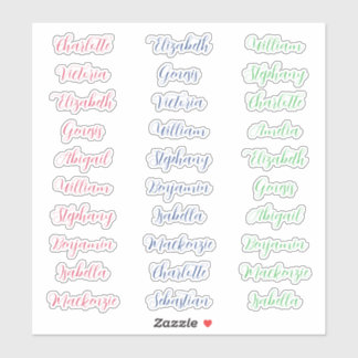 30 gast voornaam typografie elegante script sticker
