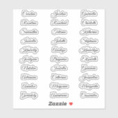 30 Gast voornamen Calligrafie Elegant script Sticker (Vel)