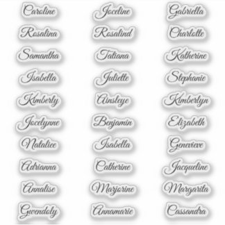 30 Gast voornamen Calligrafie Elegant script Sticker