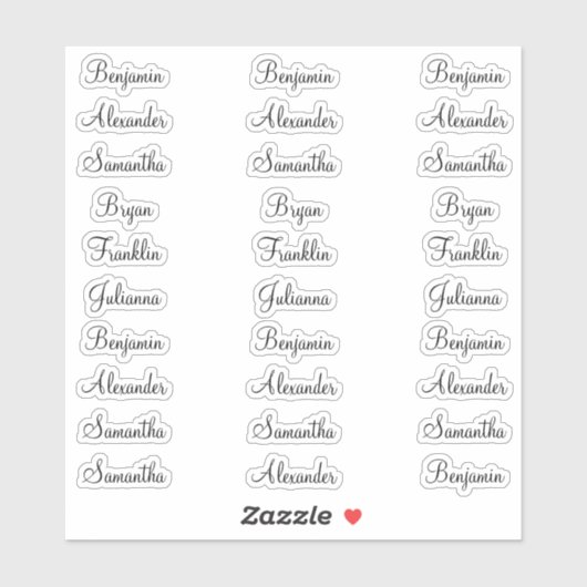 30 Gast Voornamen Moderne Elegante Kalligrafie Sticker (Vel)