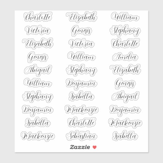 30 Gast voornamen typografie elegant script Sticker (Vel)