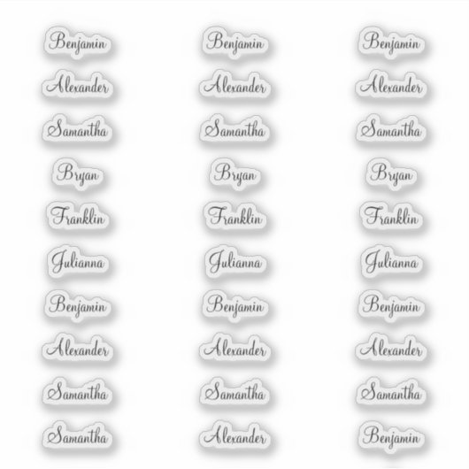 30 gastennamen minder dan 1 inch breed sticker (Voorkant)