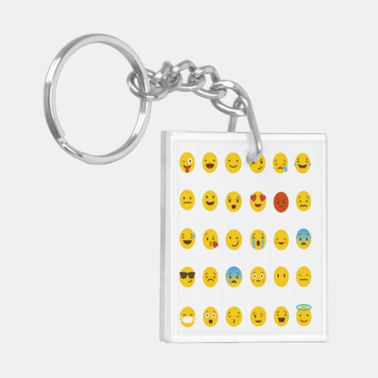 30 gemengde emoji's sleutelhanger (Voorkant Links)