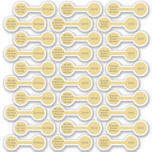 30 Gold Jewelry Price Label Barbell Stickers (Voorkant)