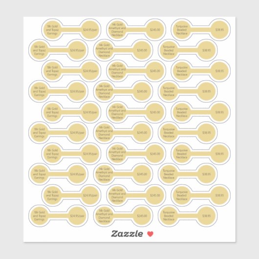 30 Gold Jewelry Price Label Barbell Stickers (Vel)