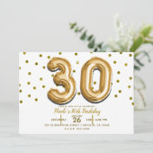 30 gouden ballonnen en Confetti 30e verjaardagsfee Kaart (Staand voorkant)