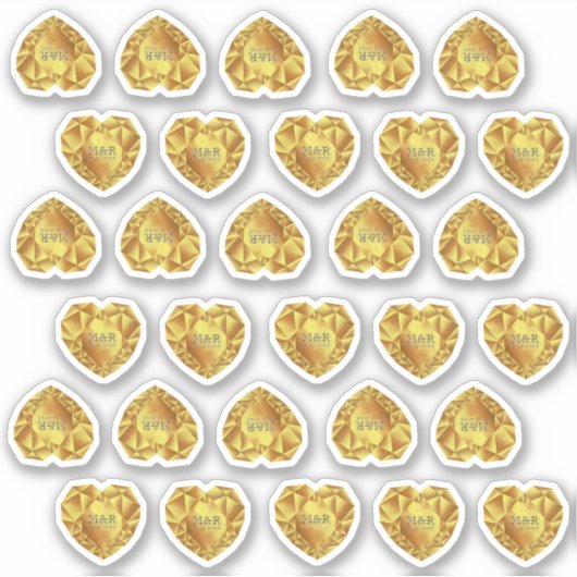 30 gouden hart Waterverf 50e bruiloft Jubileum Sticker (Voorkant)