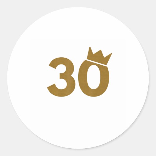 30 gouden kroon - 30e verjaardag geschenken ronde sticker (Voorkant)