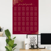 30 gouden krullen op bordeauxrode stoelenkaart voo poster (Thuiskantoor)