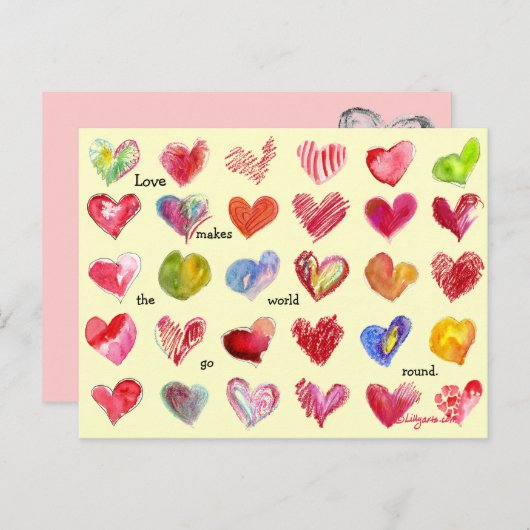 30 het Briefkaart van de Harten van Valentijn (Voorkant / Achterkant)