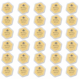 30 Hexagon gevormde waterdichte gele honing met bi Sticker