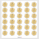 30 Hexagon gevormde waterdichte gele honingraatbij Sticker (Vel)