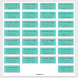 30 Huwelijksuitnodiging Adreslabels Aqua Groen Sticker
