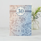 30 huwelijksverjaardag blauwe elegante uitnodiging (Staand voorkant)