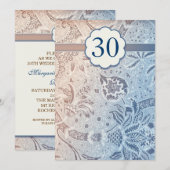 30 huwelijksverjaardag blauwe elegante uitnodiging (Voorkant / Achterkant)