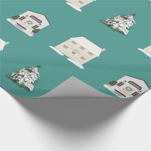 30 in x 6 ft Turquoise, glanzend kerstpapier Cadeaupapier (Hoek)