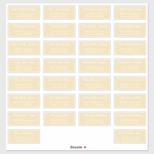 30 Individual Wedding Guest Address Labels  (Vel)