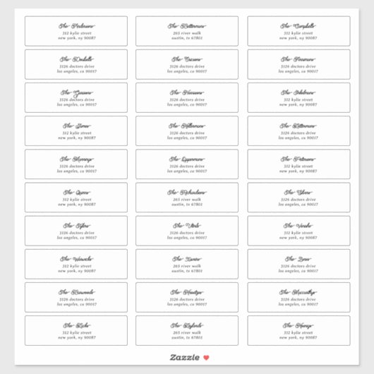 30 Individueel Black Script Guest Envelope-adres Sticker (Vel)