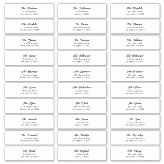 30 Individueel Black Script Guest Envelope-adres Sticker (Voorkant)