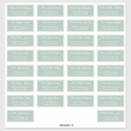 30 individuele adreslabels voor huwelijksgasten sticker (Vel)