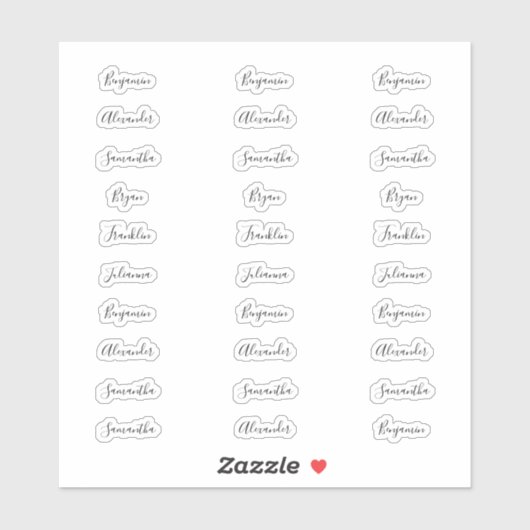 30 individuele gastennamen van minder dan 1 inch b sticker (Vel)
