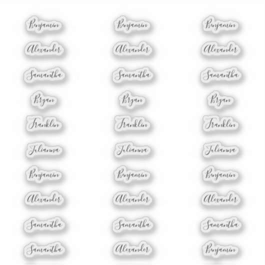 30 individuele gastennamen van minder dan 1 inch b sticker (Voorkant)