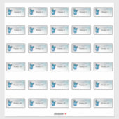 30 individuele gastnamen Blue Butterfly Stickers (Vel)